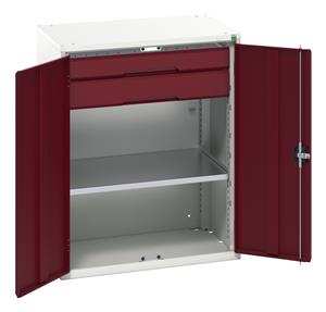 16926453.** Verso kitted cupboard with 1 shelf, 2 drawers. WxDxH: 800x550x1000mm. RAL 7035/5010 or selected